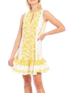 Sachin + Babi White & Yellow Sleevless Floral Dress